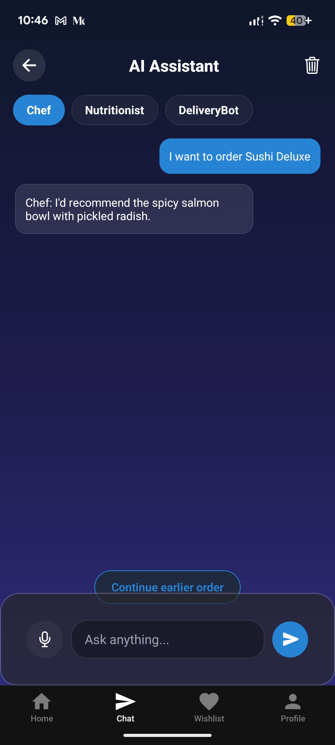 Food Genie Meal Selection